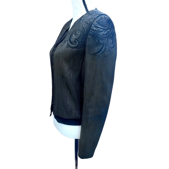 ROBERTO CAVALLI BLACK TOOLED & STITCHED LEATHER JACKET - Picture 12 of 15
